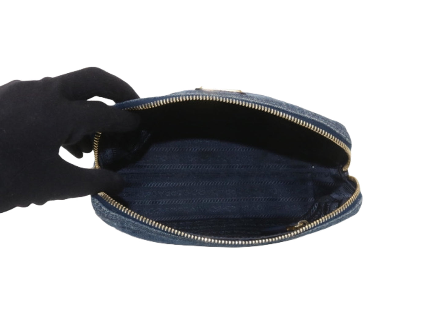 prada denim cosmetic pouch