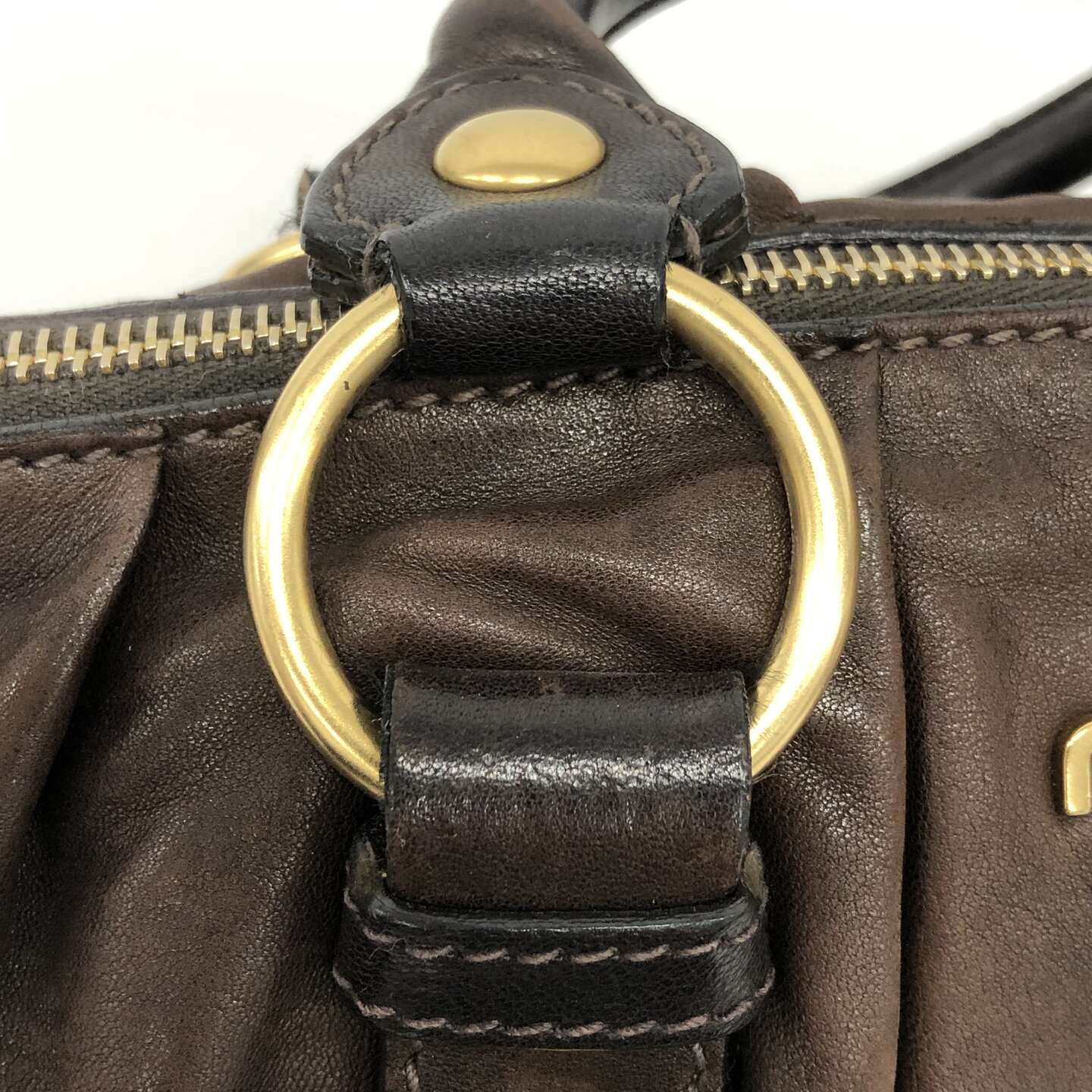Miu Miu Dark Chocolate Vitello Lux Bag
