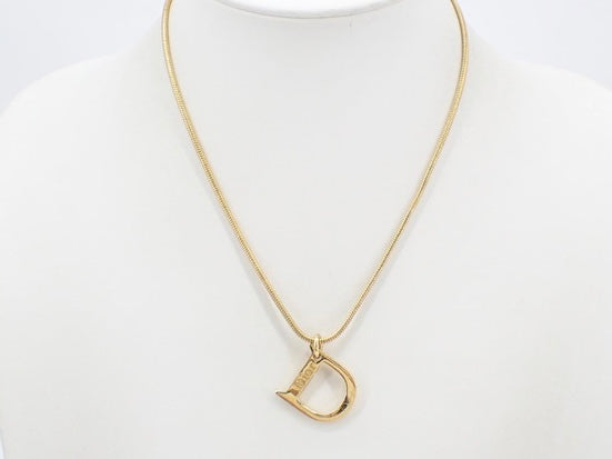 christian dior vintage “d” logo necklace