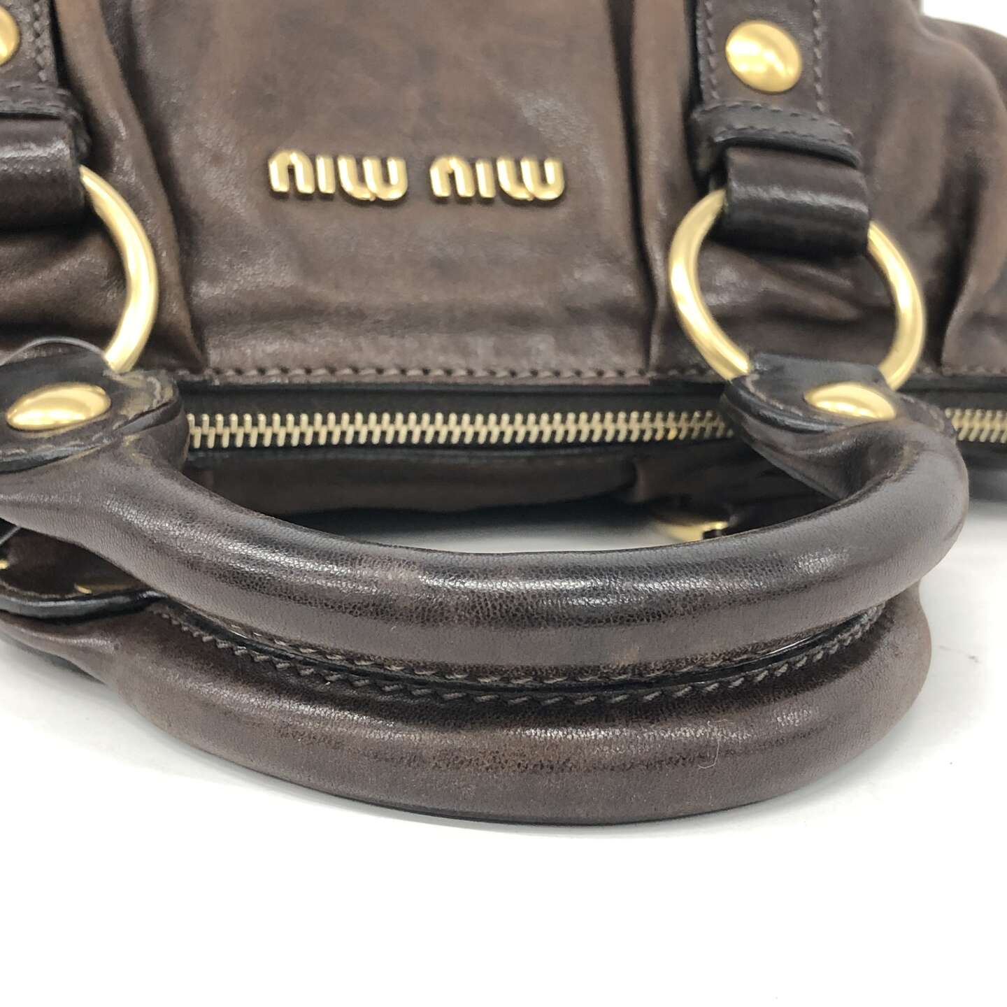 Miu Miu Dark Chocolate Vitello Lux Bag