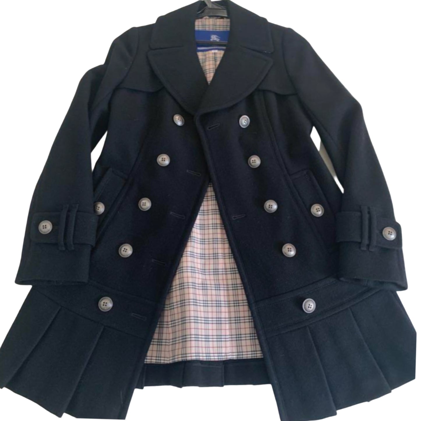 burberry rare black pleated flirty dress coat