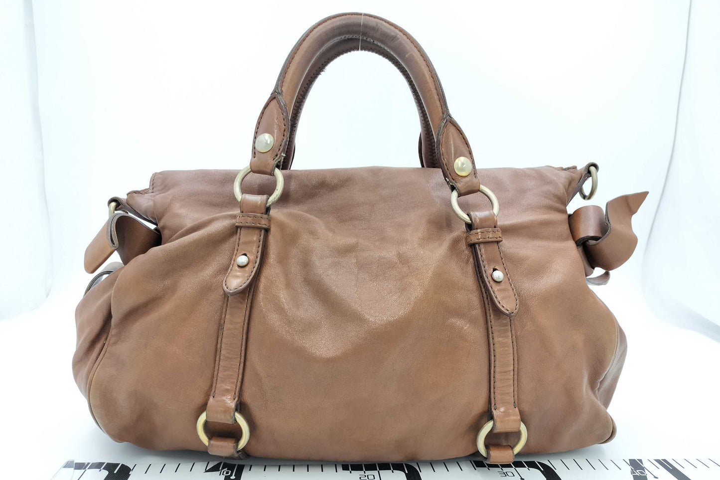 miu miu toffee brown vitello bow bag