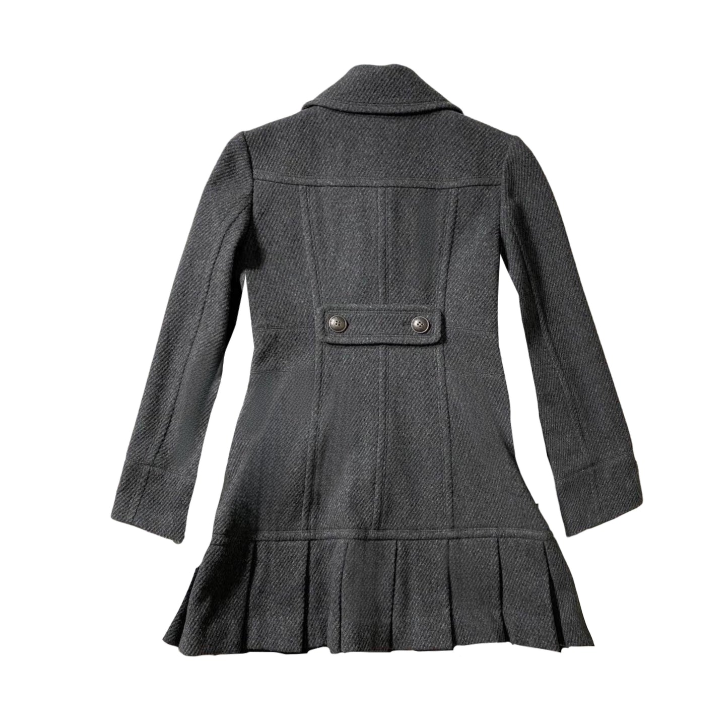 Burberry Iconic Pleated Flirty Tweed Grey Dress Coat
