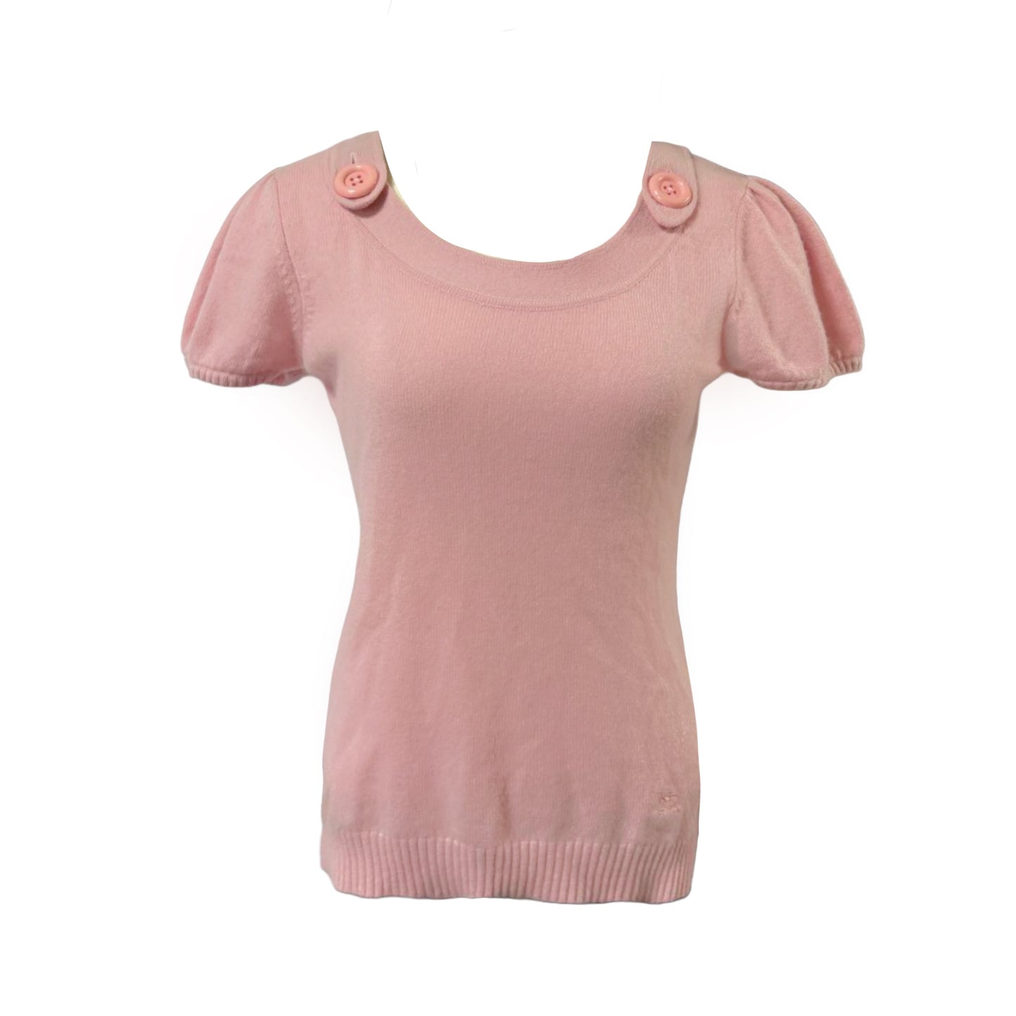 burberry pink knit button detailing top