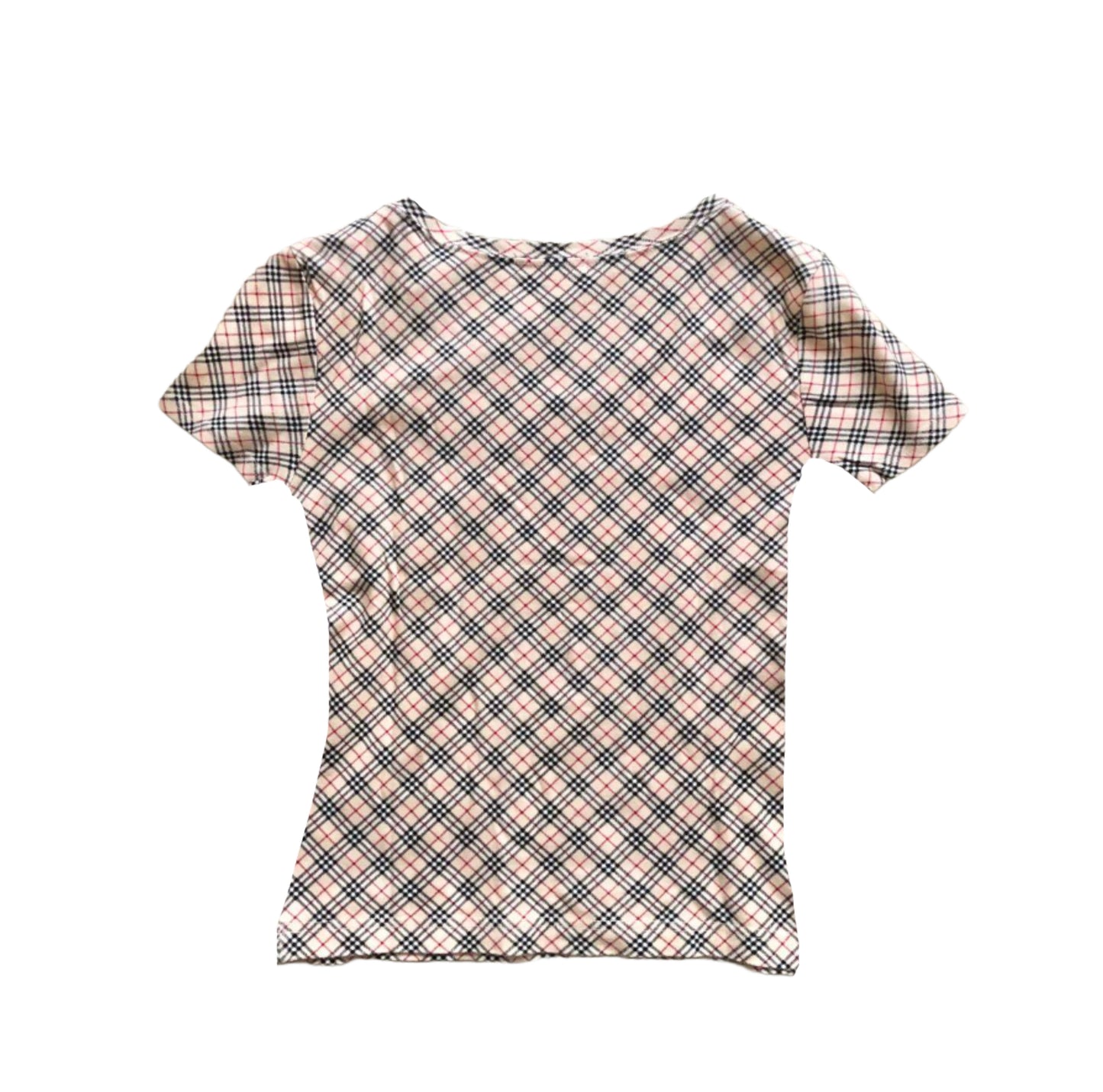 burberry plaid nova v neck top