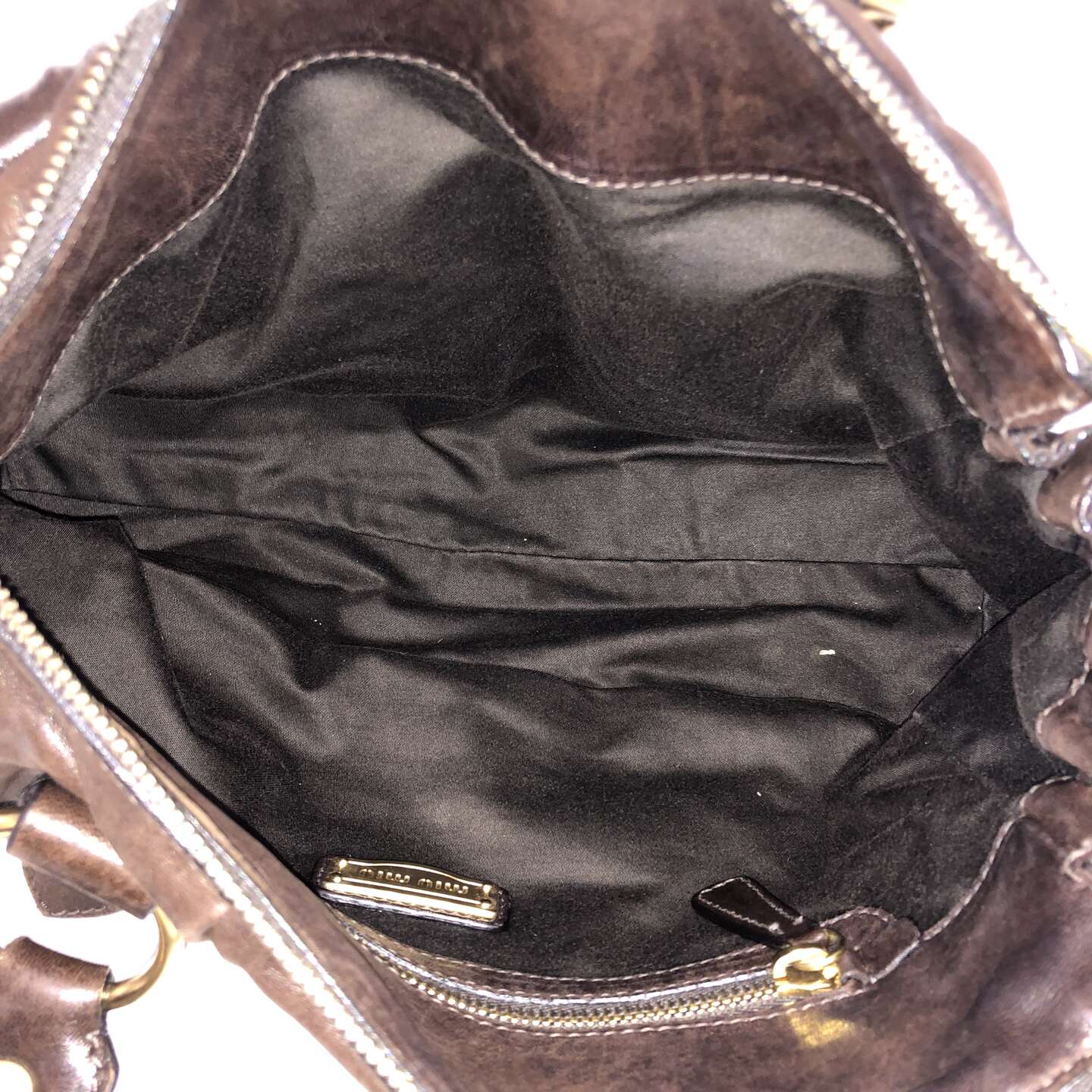 Miu Miu Dark Chocolate Vitello Lux Bag
