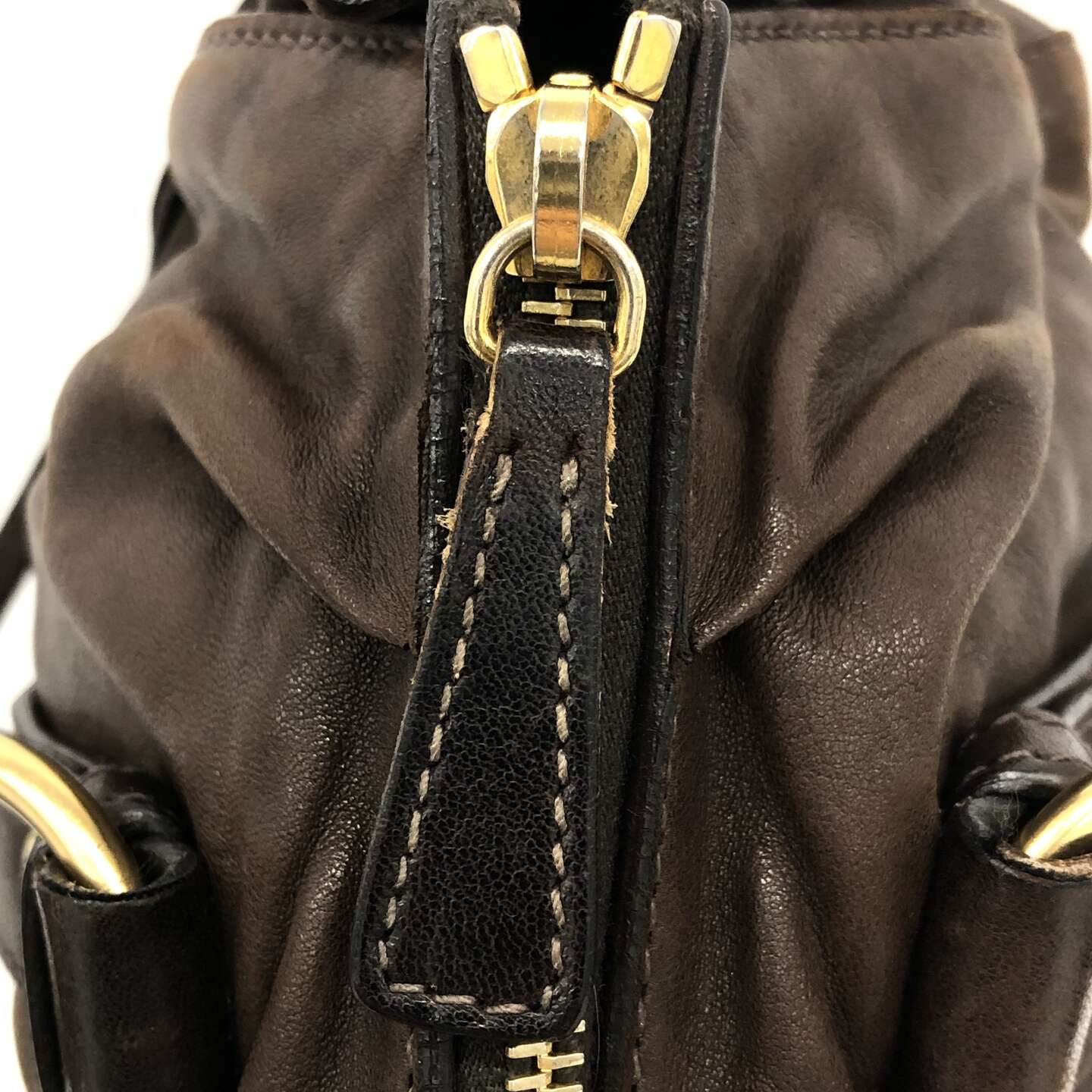 Miu Miu Dark Chocolate Vitello Lux Bag