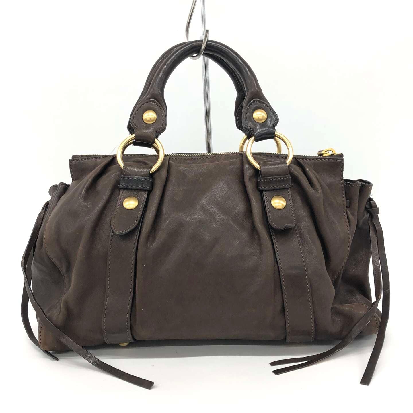 Miu Miu Dark Chocolate Vitello Lux Bag