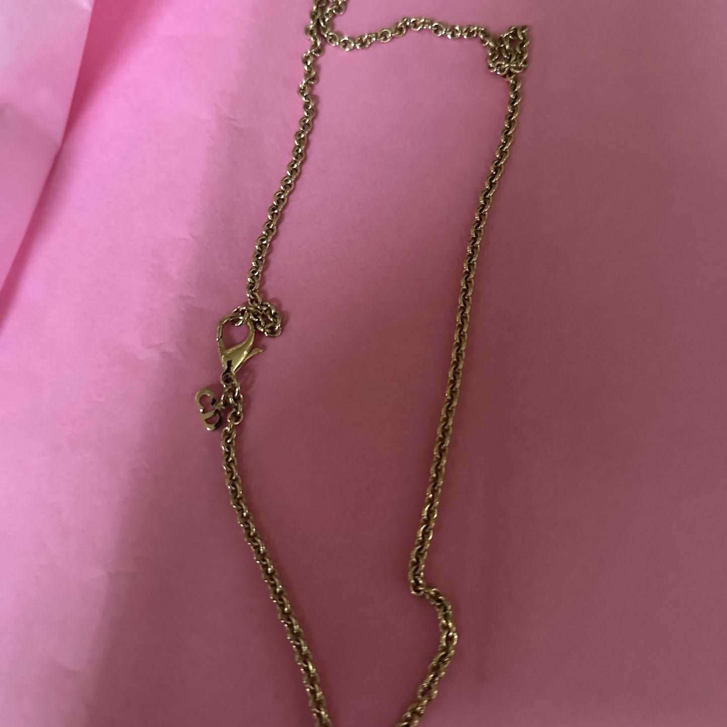 christian dior logo rhinestone necklace