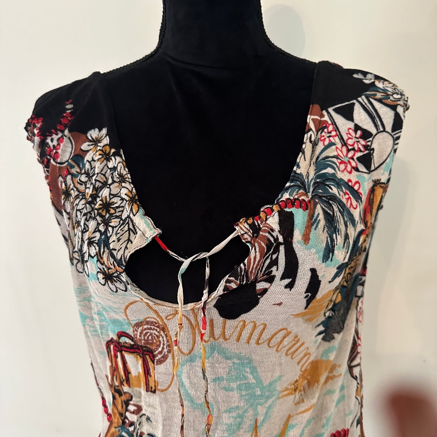 Blumarine Graphic Print Top with Ribbon Detail