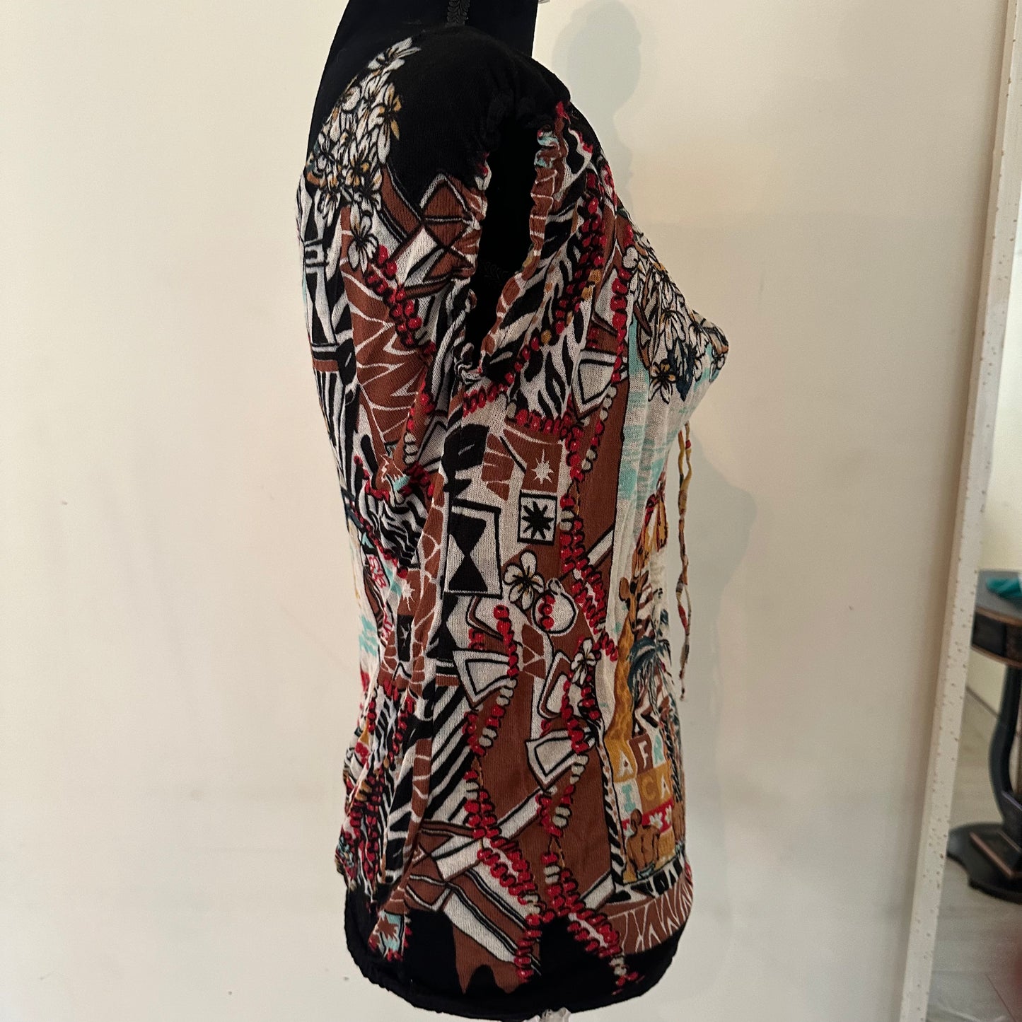 Blumarine Graphic Print Top with Ribbon Detail