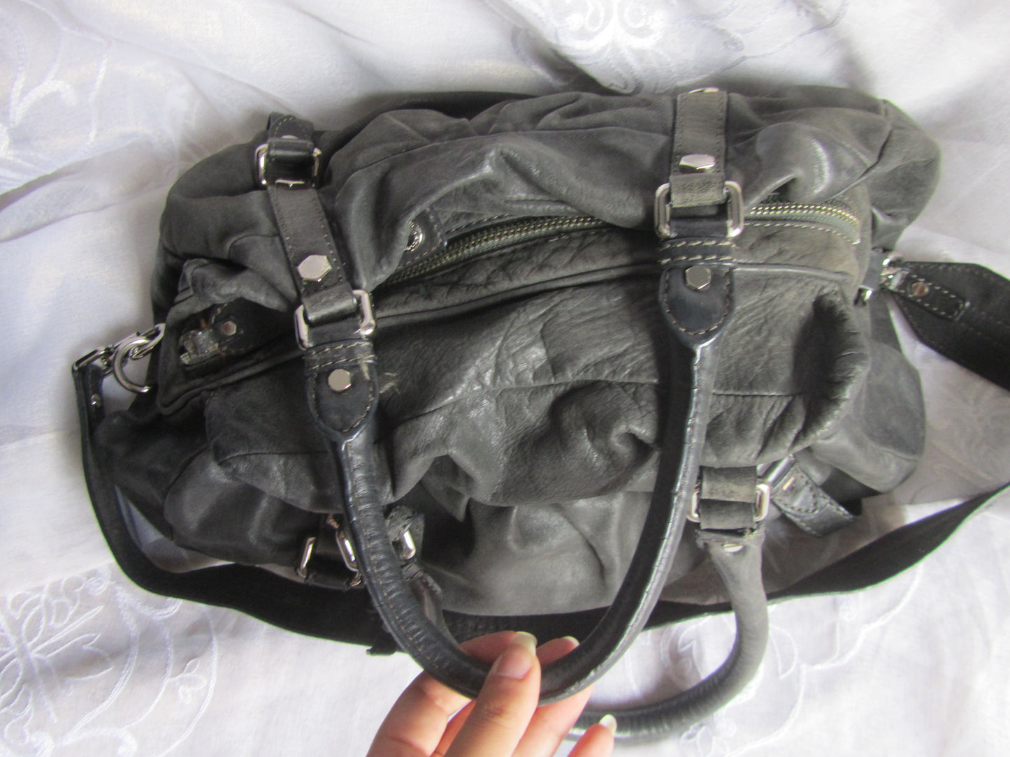marc by marc jacobs grunge leather bag in dark grey