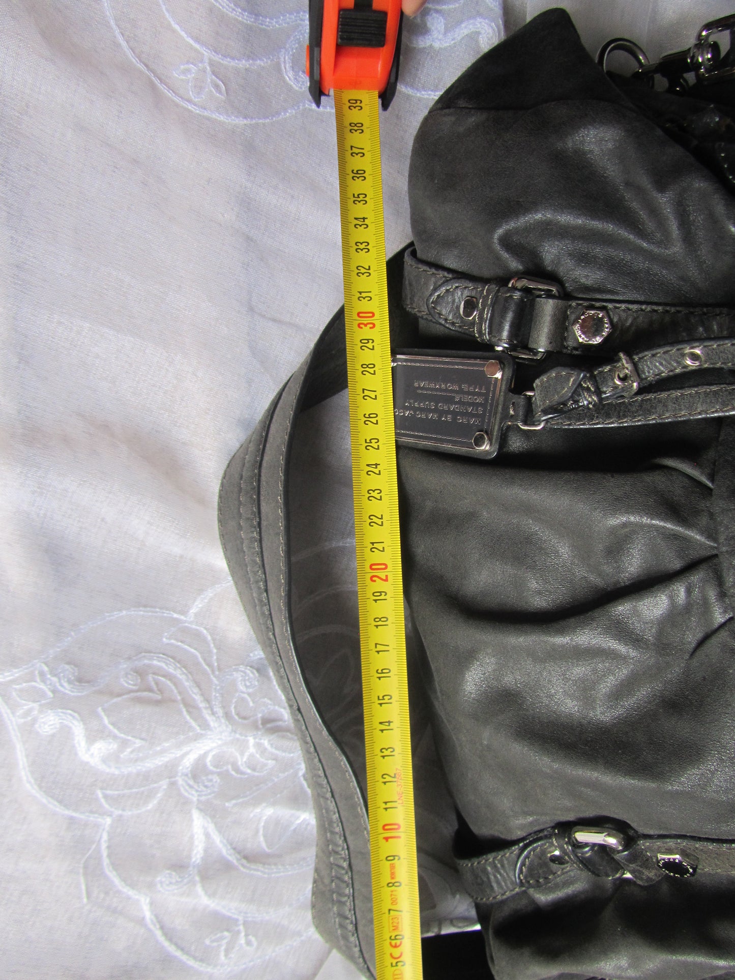 marc by marc jacobs grunge leather bag in dark grey