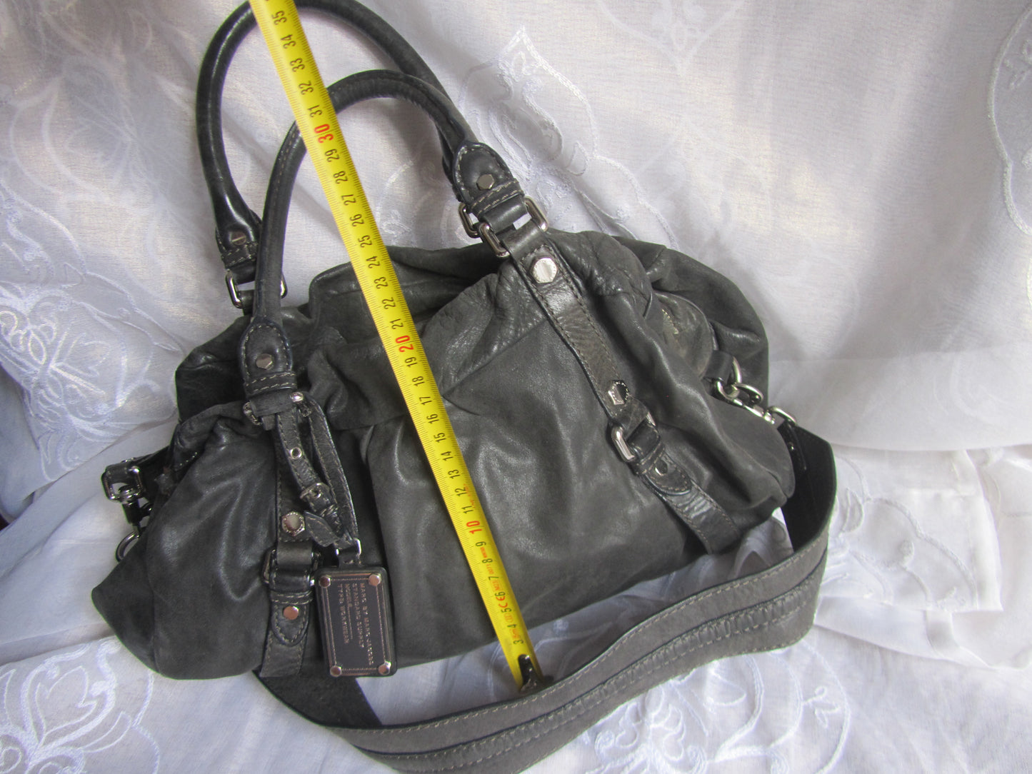 marc by marc jacobs grunge leather bag in dark grey