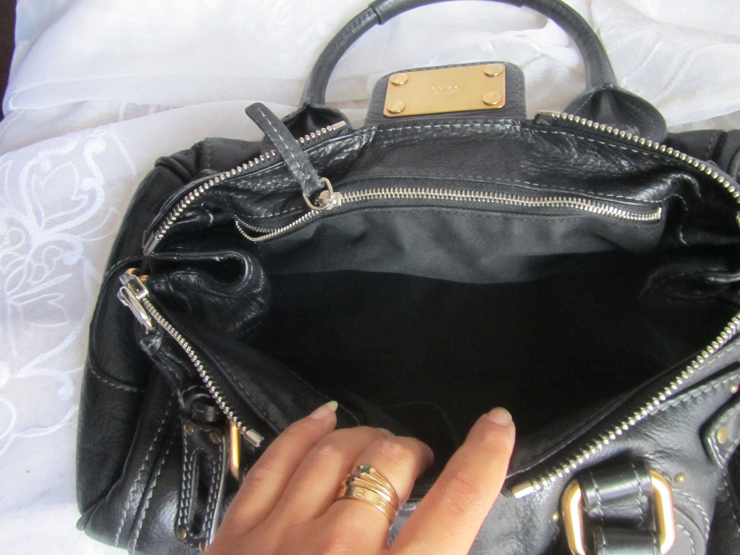 chloé classic black paddington bag