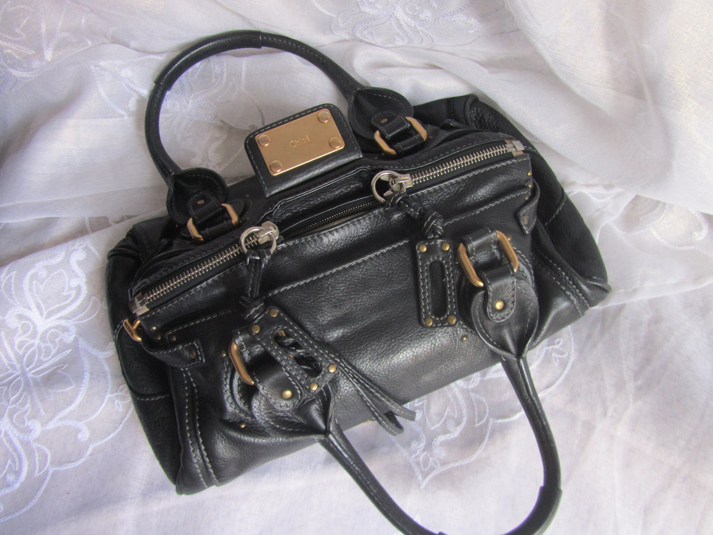 chloé classic black paddington bag