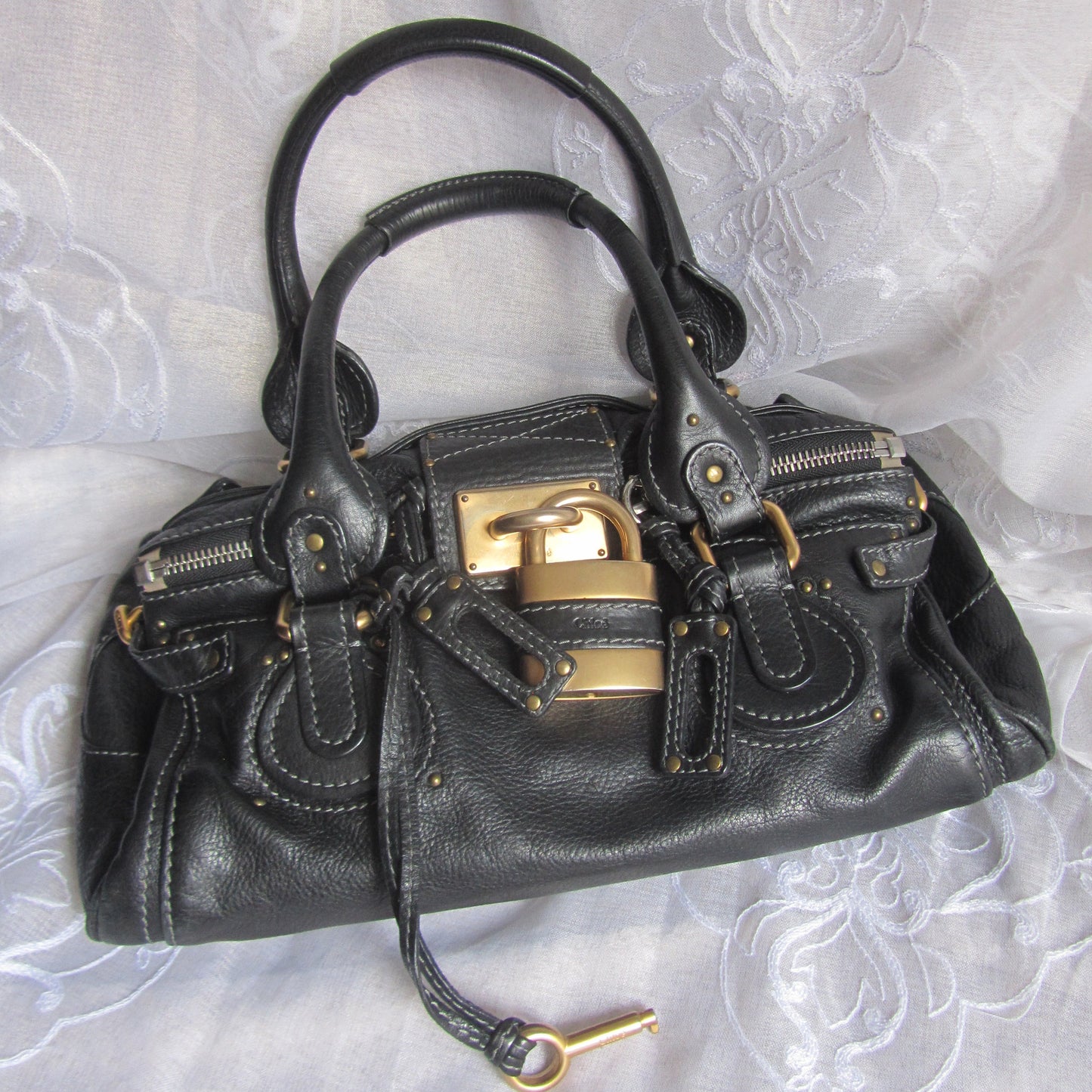 chloé classic black paddington bag