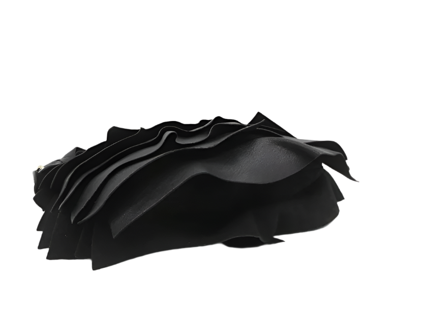 Yves Saint Laurent Vintage Black Ruffle Saint Tropez Shoulder Bag