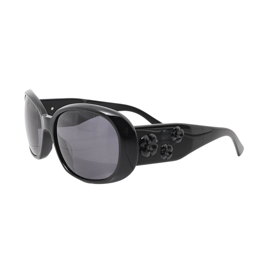 Chanel Black Camellia Floral Sunglasses