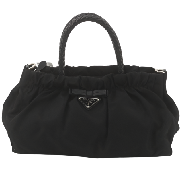 prada adorable black ribbon handbag