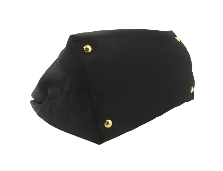 prada black ribbon detail handbag