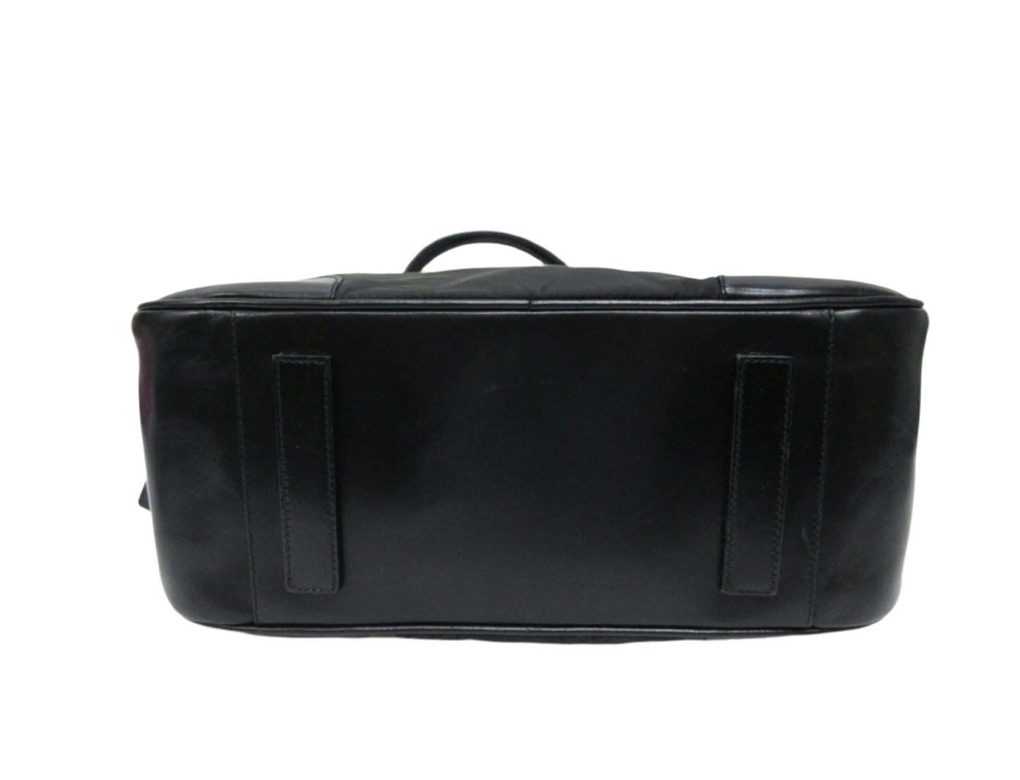prada black nylon x leather bowling bag