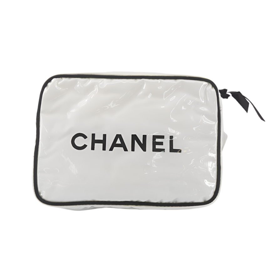 Chanel White Vinyl Cosmetic Pouch