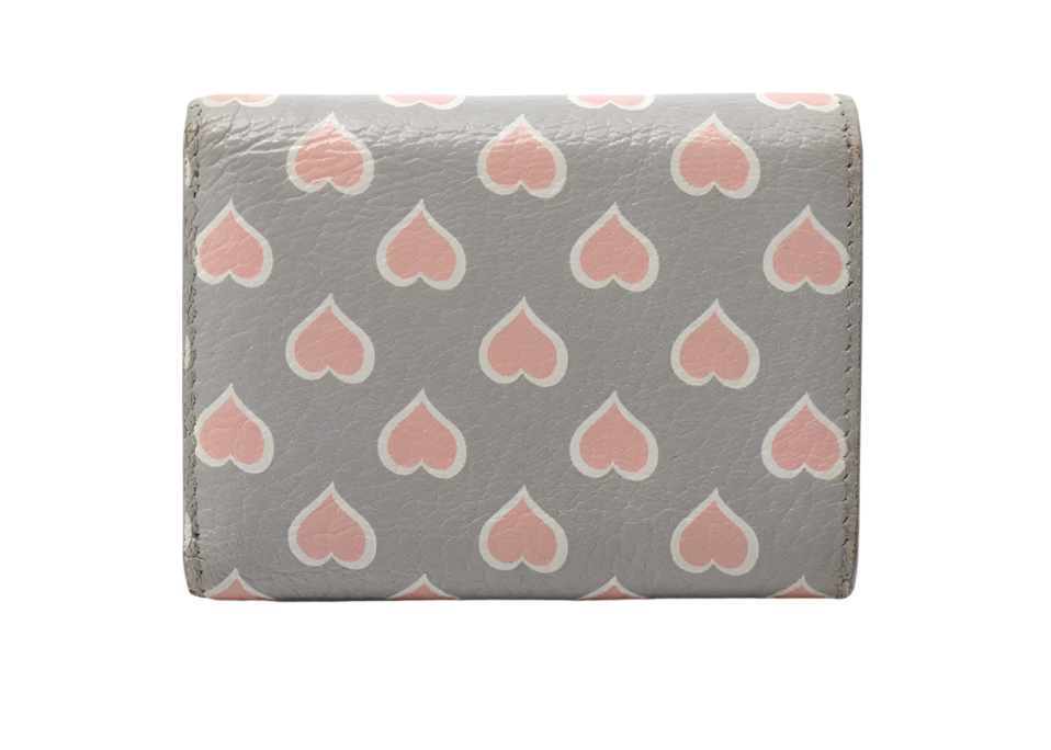 Miu Miu Grey x Pink Heart Tri-Fold Wallet