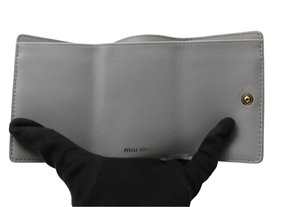 Miu Miu Grey x Pink Heart Tri-Fold Wallet