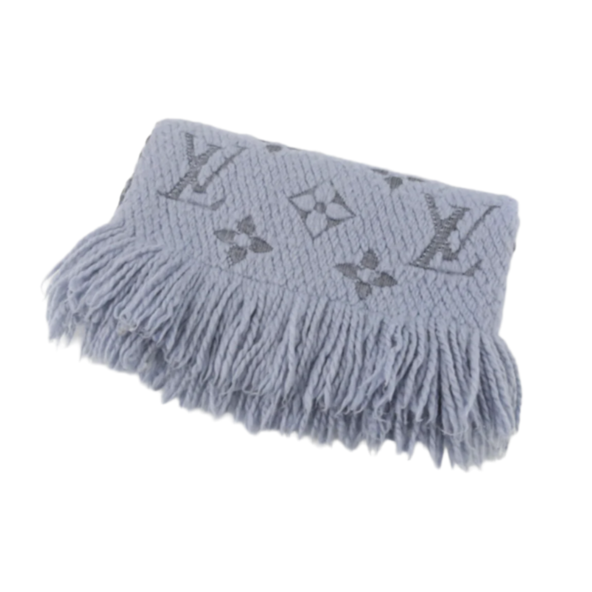 louis vuitton dusty blue wool & silk scarf