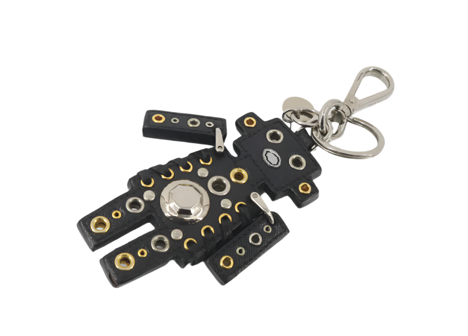 prada robot leather keychain bag charm