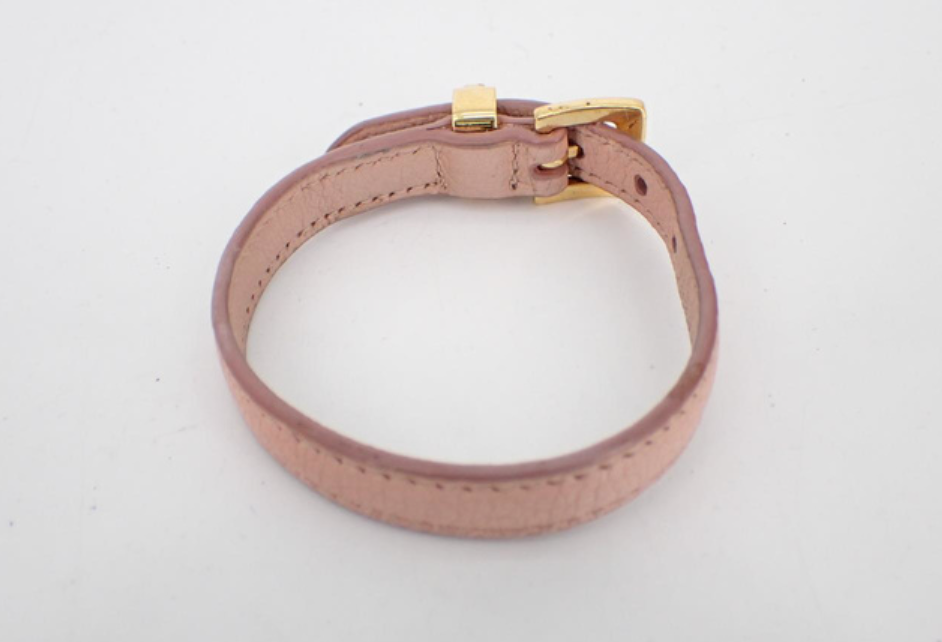 miu miu pink leather heart charm bracelet