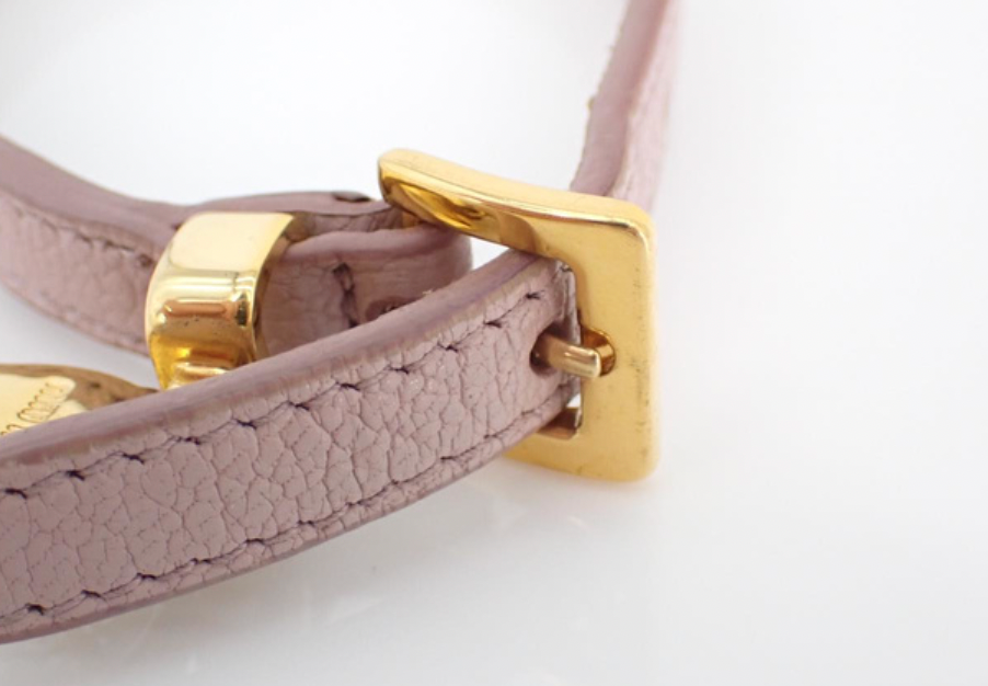 miu miu pink leather rhinestone charm bracelet