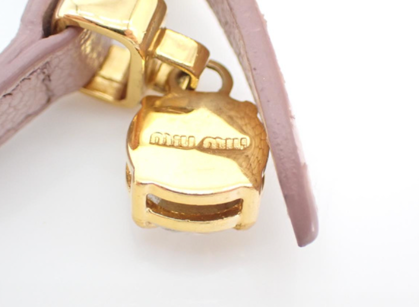 miu miu pink leather rhinestone charm bracelet