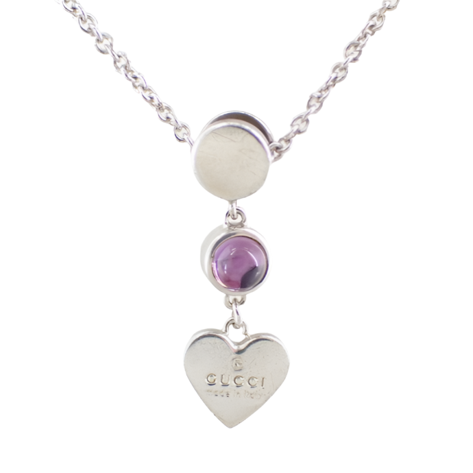 gucci rare silver amethyst x heart necklace