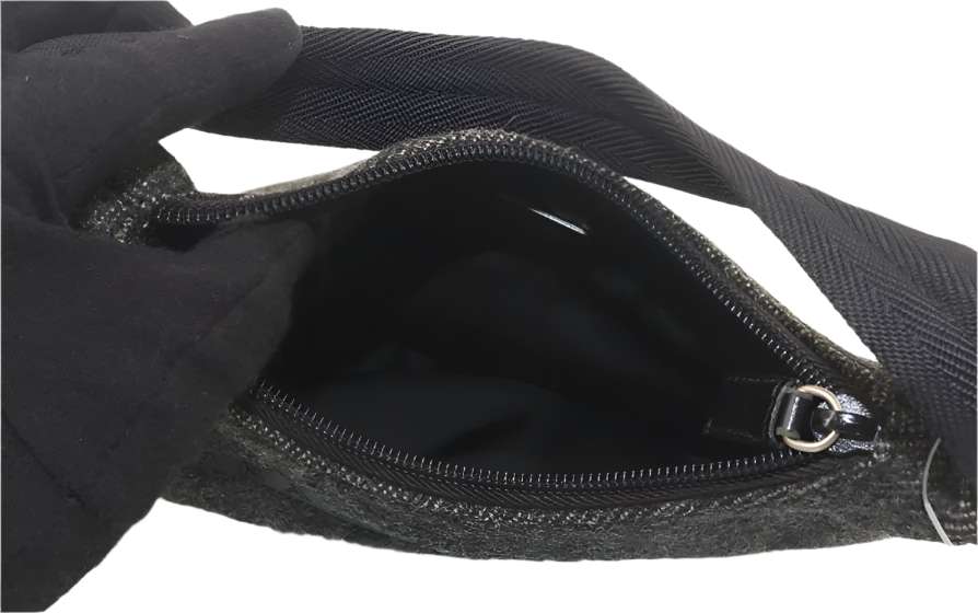 prada dark grey wool shoulder bag