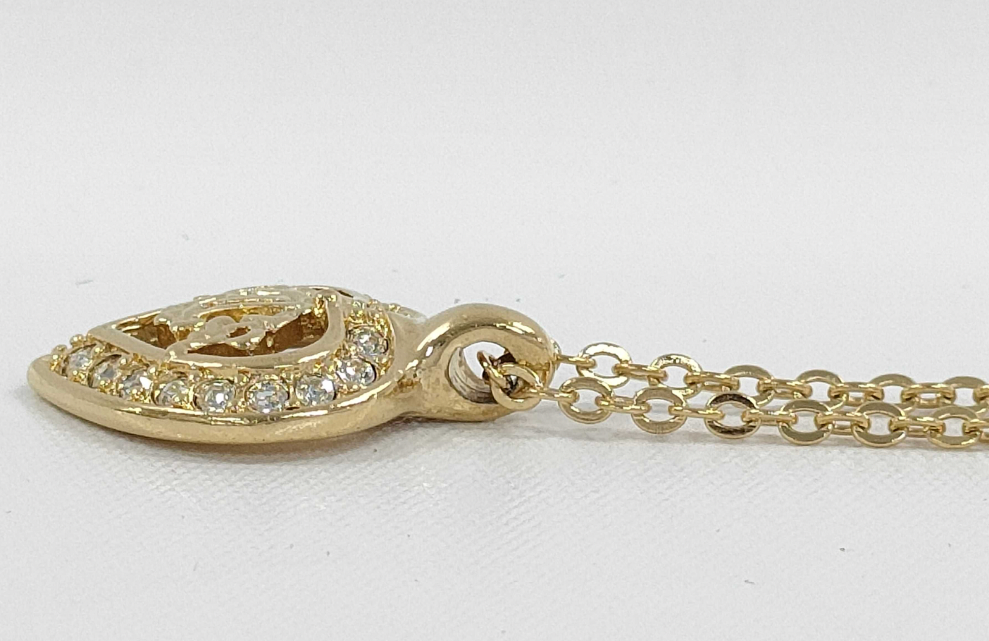 christian dior rhinestone heart emblem necklace