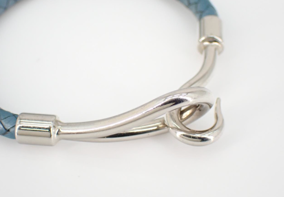 HERMÈS "jumbo" bracelet in braided blue