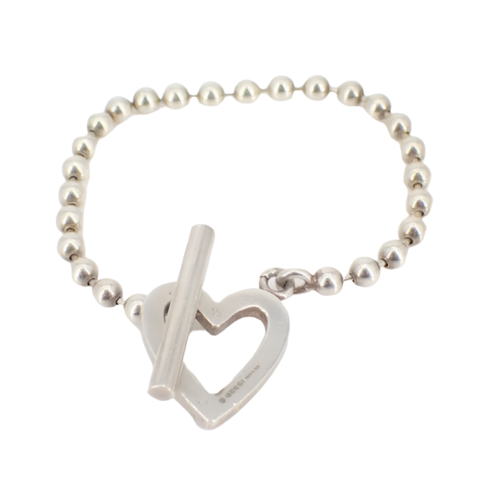 gucci 925 sterling silver heart toggle bracelet