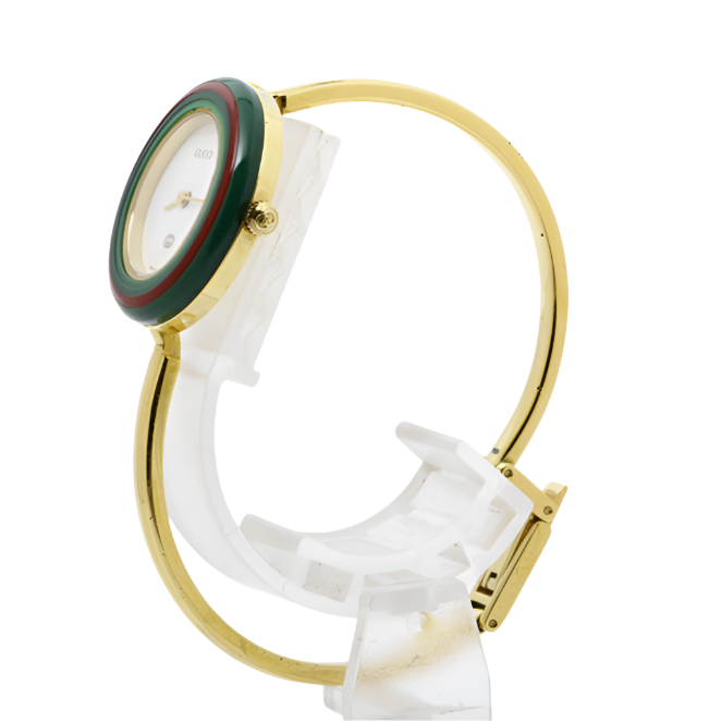 gucci gold-tone bracelet watch with 12 color bezel changes