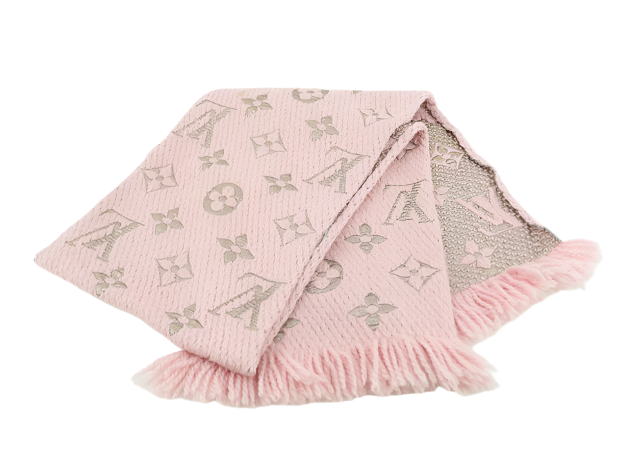 louis vuitton baby pink wool & silk scarf
