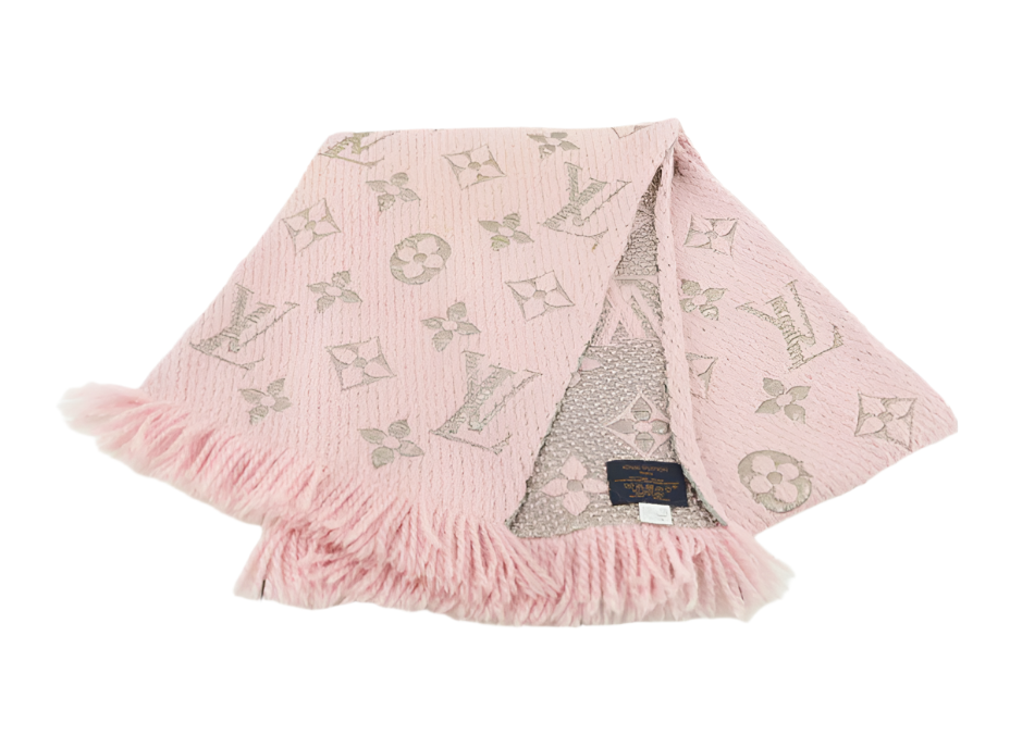 louis vuitton baby pink wool & silk scarf