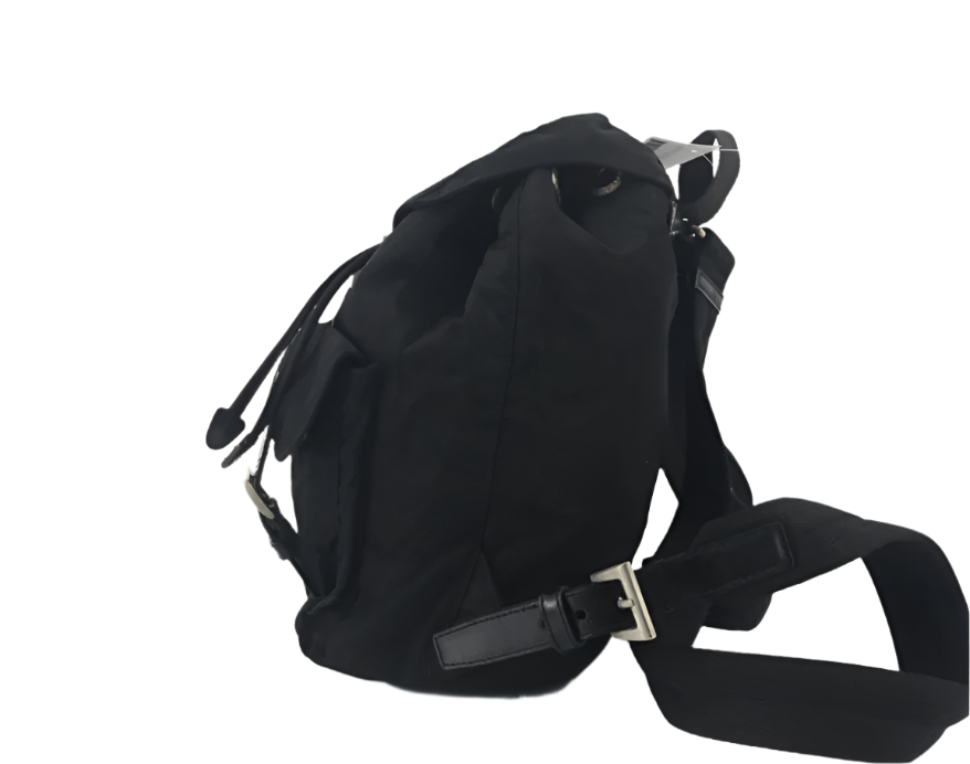 prada black nylon x leather backpack