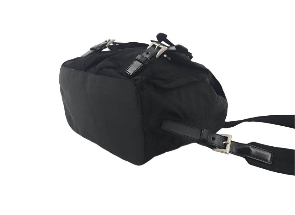prada black nylon x leather backpack