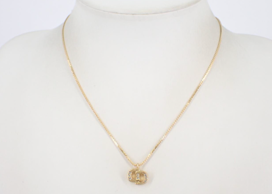 christian dior cd rhinestone necklace
