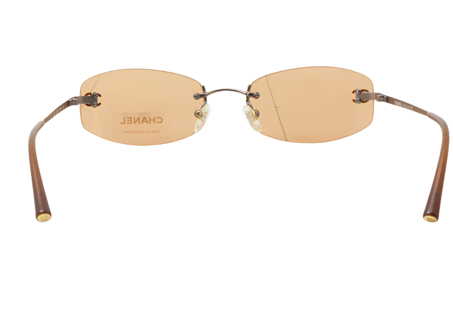 Chanel 2000s rimless rare orange cc sunglasses
