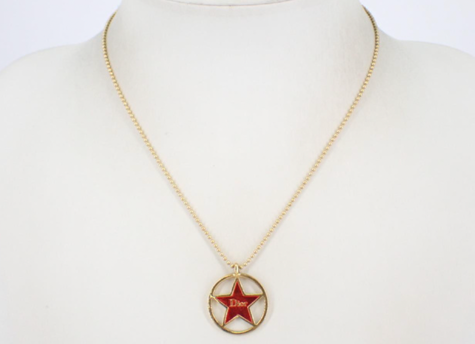 christian dior star emblem necklace