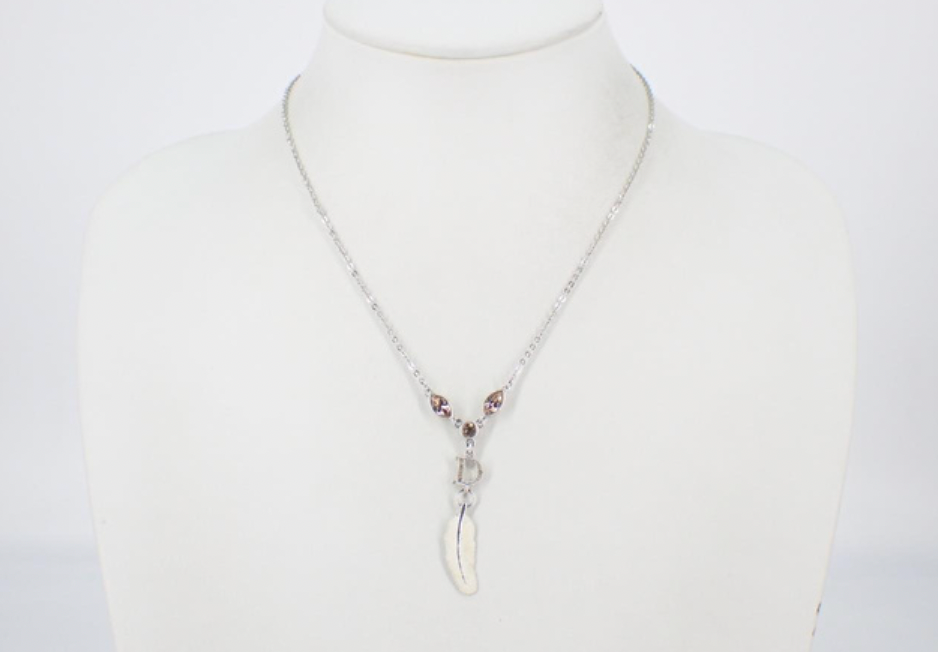 christian dior stone feather necklace