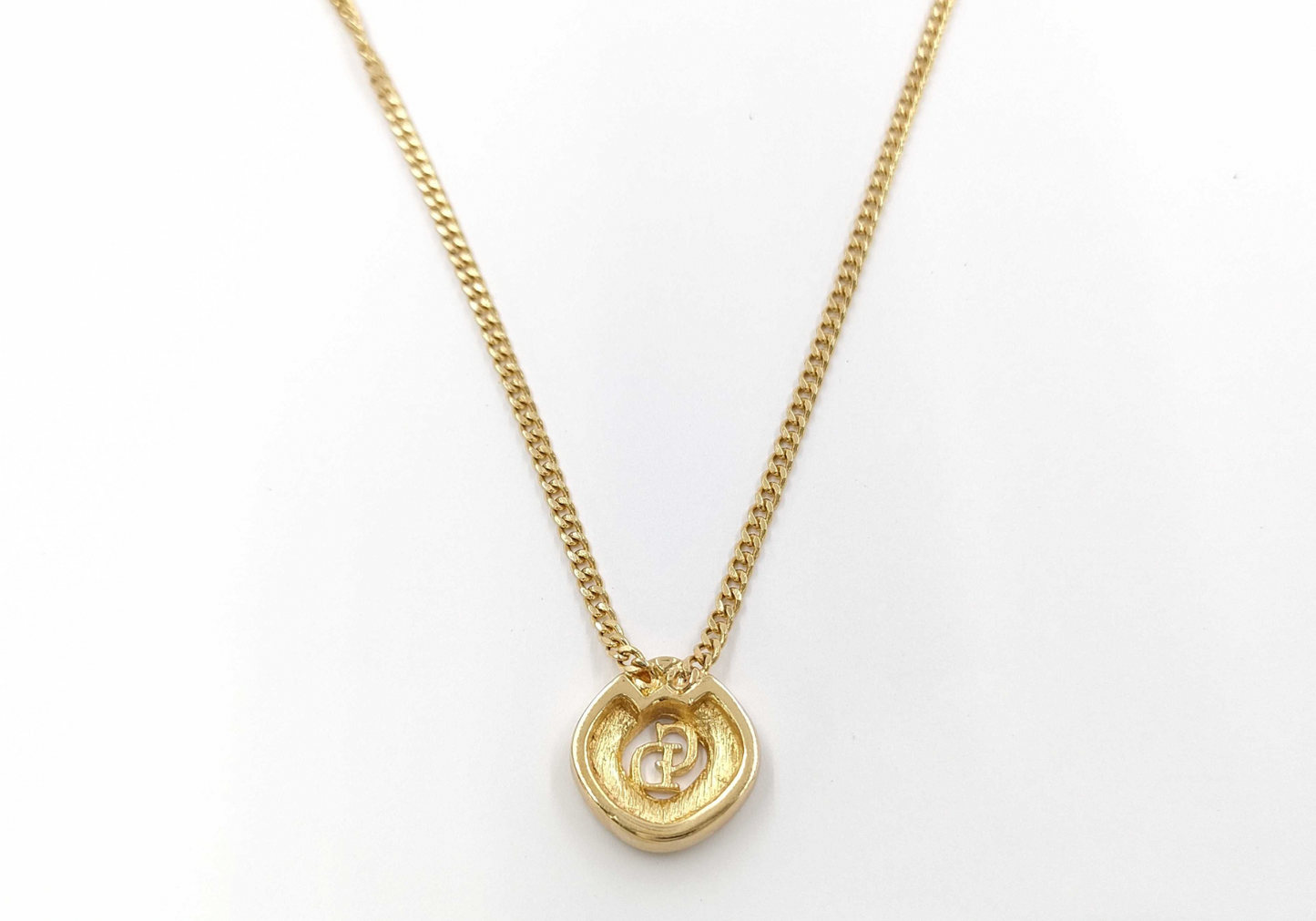 christian dior rhinestone "cd" necklace