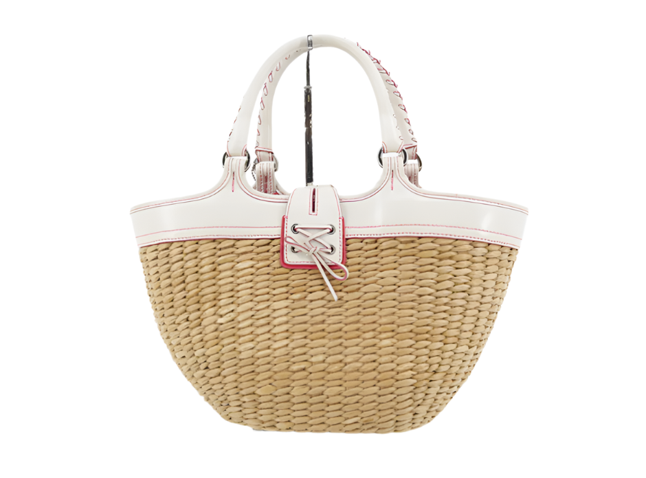 coach pink x ivory basket bag